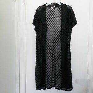vintage 90s black sheer lace open cardigan knee length short sleeve